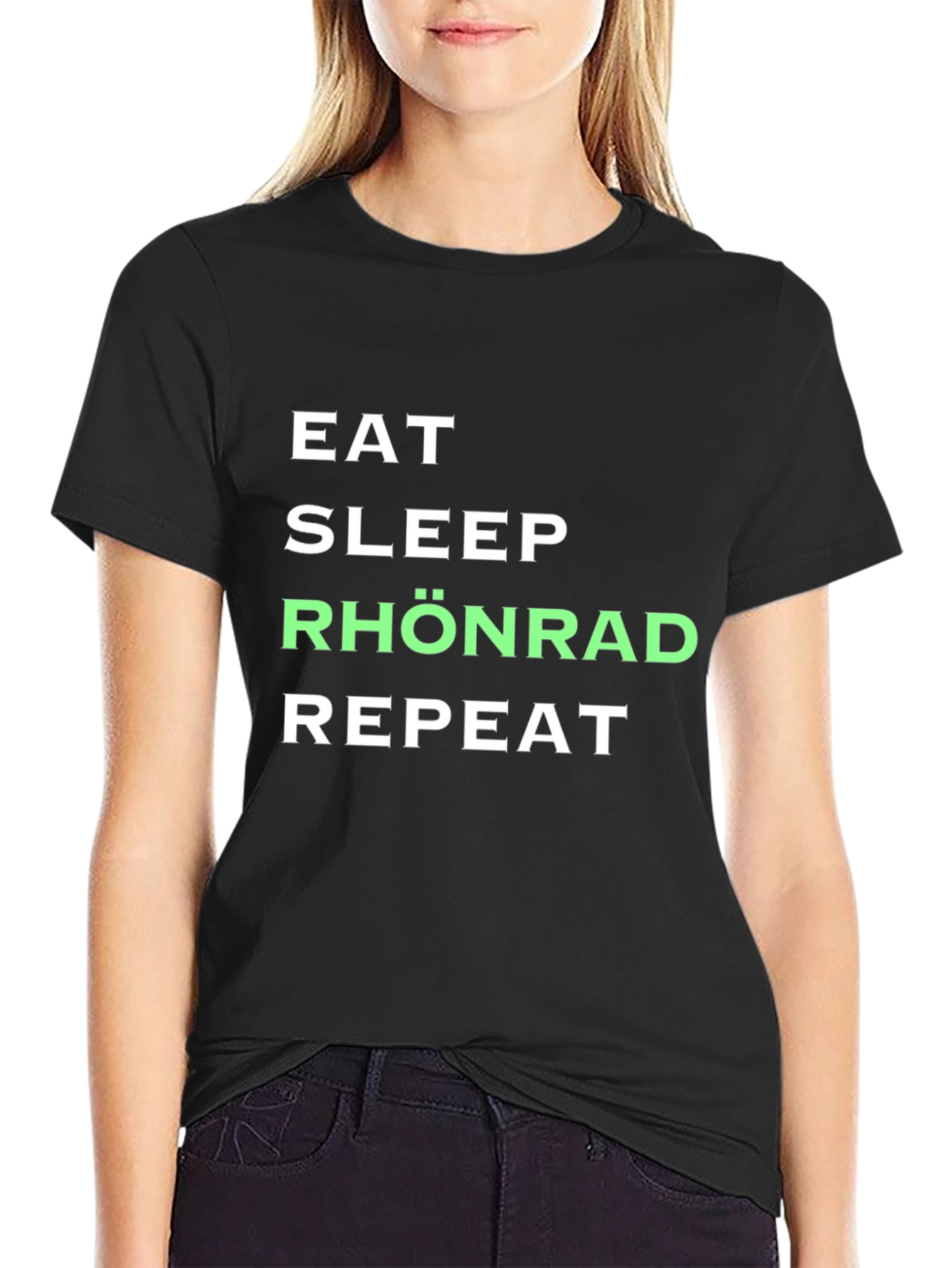 Camiseta Negra Eat Sleep Rhönrad Repeat