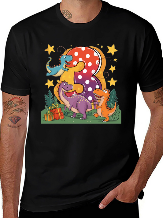 Camiseta Infantil Cumpleaños Dinosaurios Número 3
