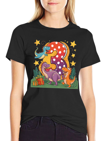 Camiseta Infantil Cumpleaños Dinosaurios Número 3