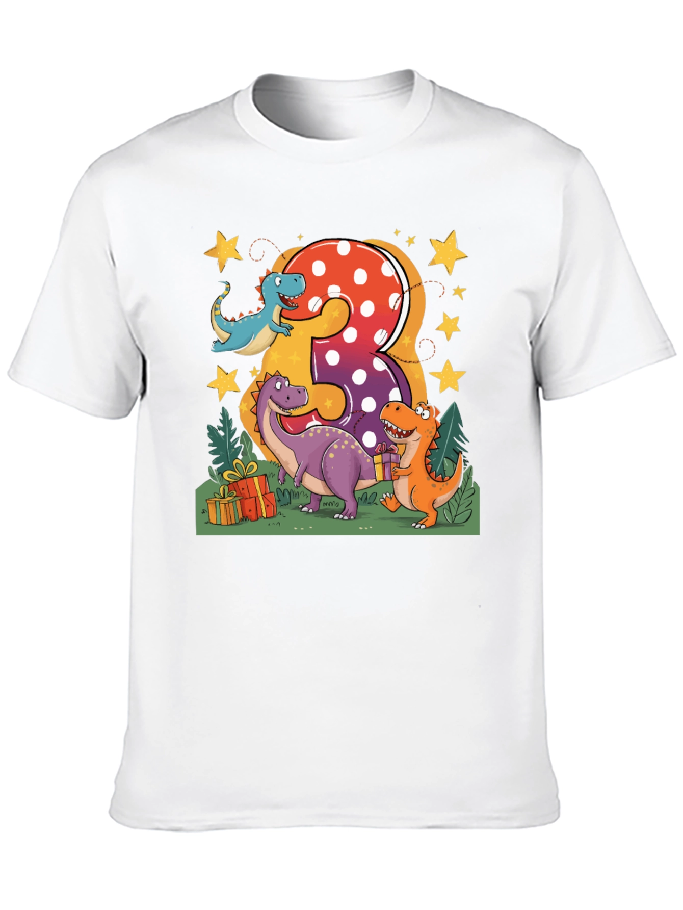 Camiseta Infantil Cumpleaños Dinosaurios Número 3