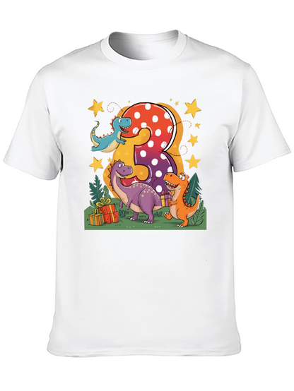 Camiseta Infantil Cumpleaños Dinosaurios Número 3