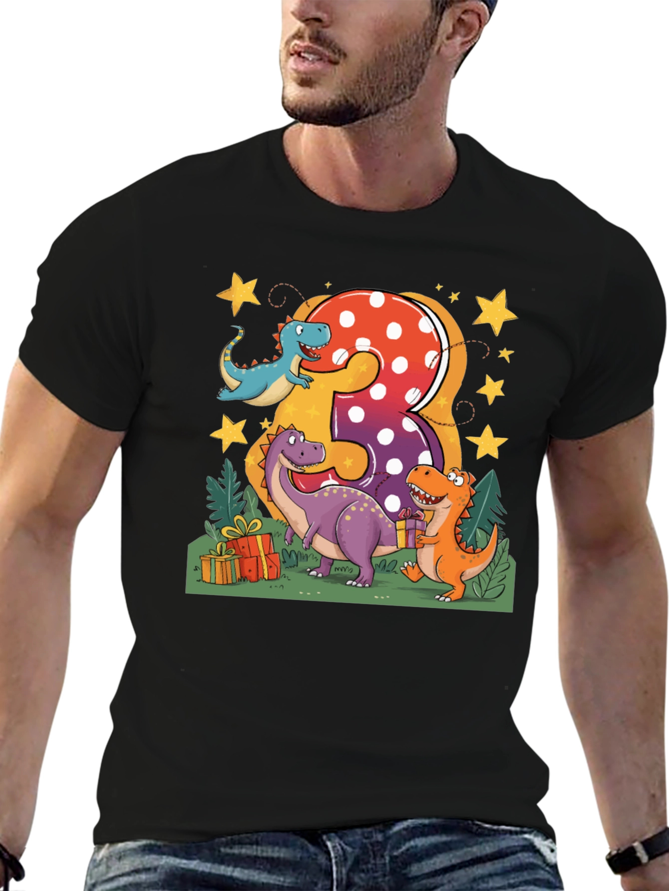 Camiseta Infantil Cumpleaños Dinosaurios Número 3