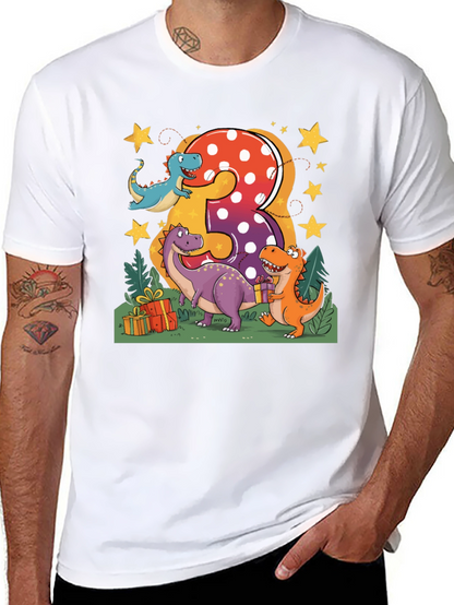 Camiseta Infantil Cumpleaños Dinosaurios Número 3
