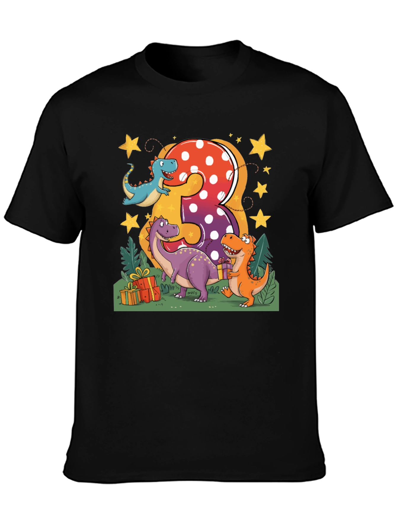 Camiseta Infantil Cumpleaños Dinosaurios Número 3