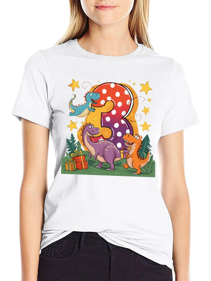 Camiseta Infantil Cumpleaños Dinosaurios Número 3