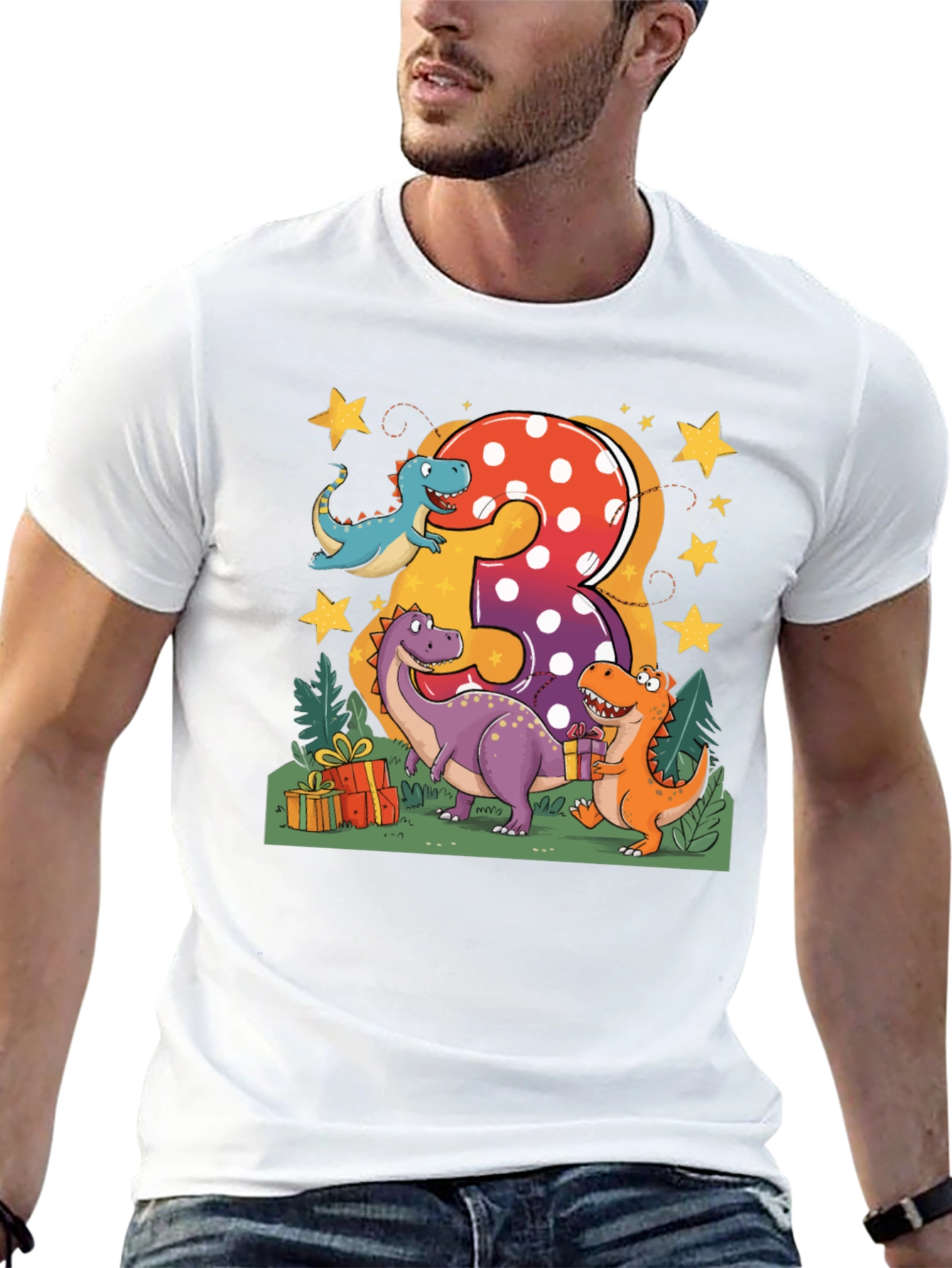 Camiseta Infantil Cumpleaños Dinosaurios Número 3