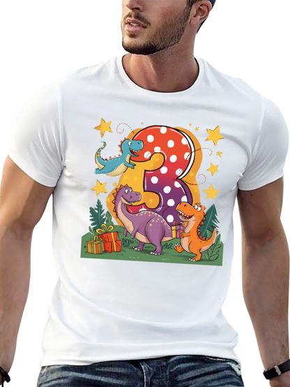 Camiseta Infantil Cumpleaños Dinosaurios Número 3