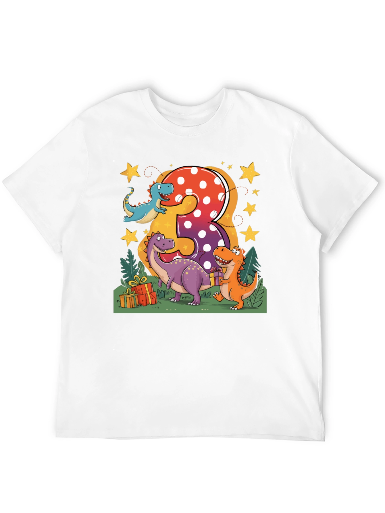 Camiseta Infantil Cumpleaños Dinosaurios Número 3