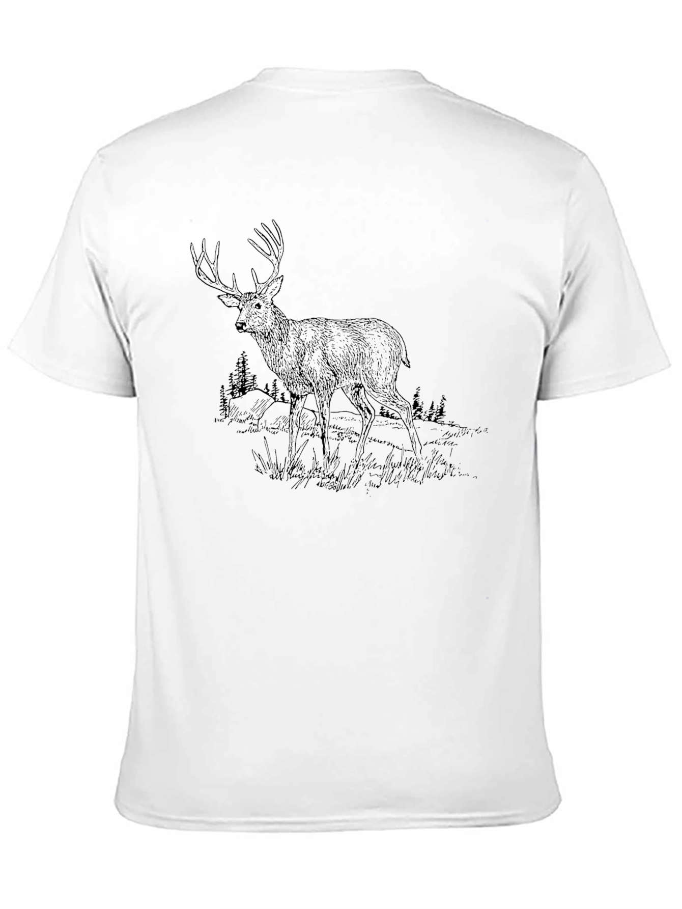 Camiseta Negra Estampada con Ciervo