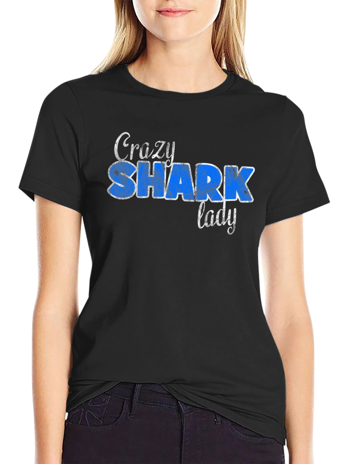 Camiseta Negra Crazy Shark Lady