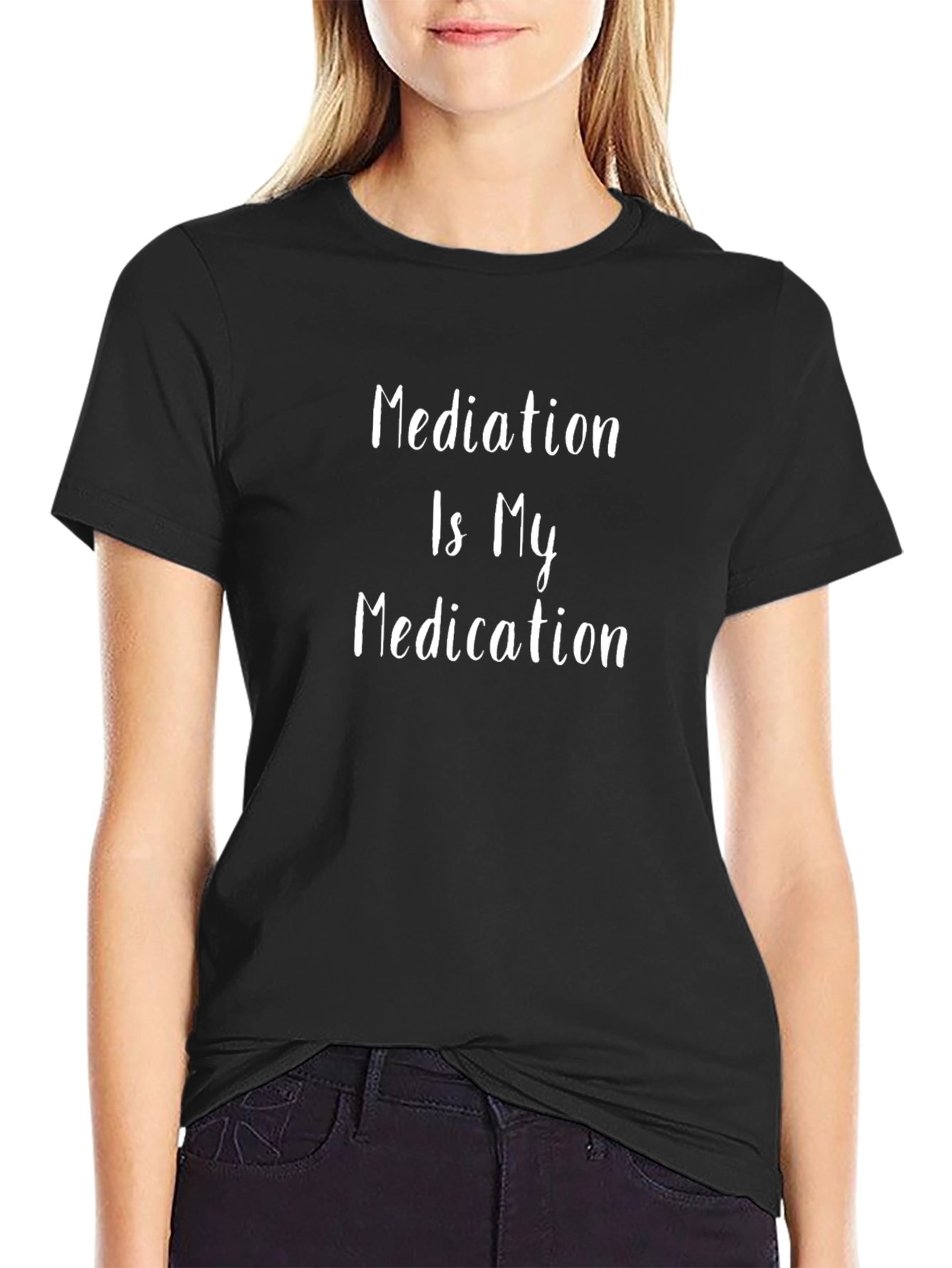Camiseta Negra Mediation is My Medication