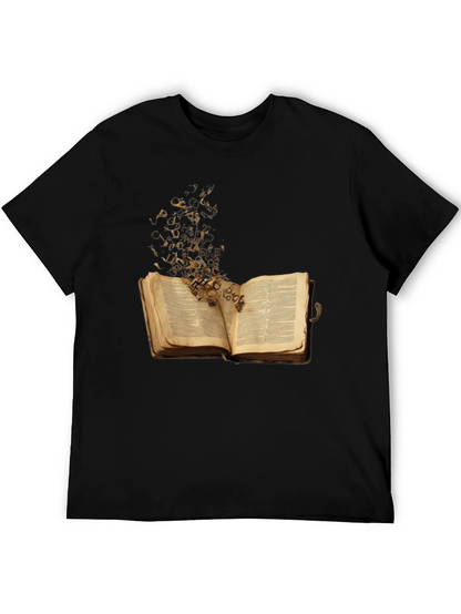 Camiseta Negra con Diseño de Libro Abierto