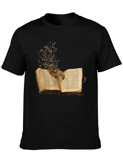 Camiseta Negra con Diseño de Libro Abierto