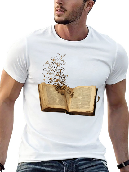 Camiseta Negra con Diseño de Libro Abierto