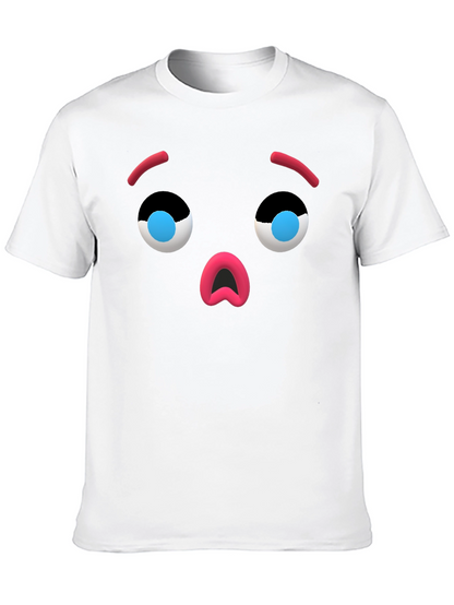 Camiseta Negra con Cara de Emoji Sorprendido