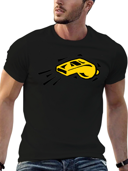 Camiseta Negra con Diseño de Silbato Amarillo