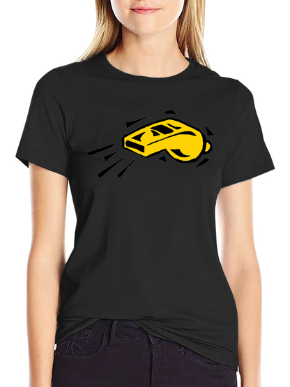 Camiseta Negra con Diseño de Silbato Amarillo