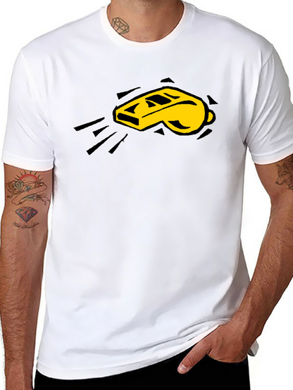 Camiseta Negra con Diseño de Silbato Amarillo