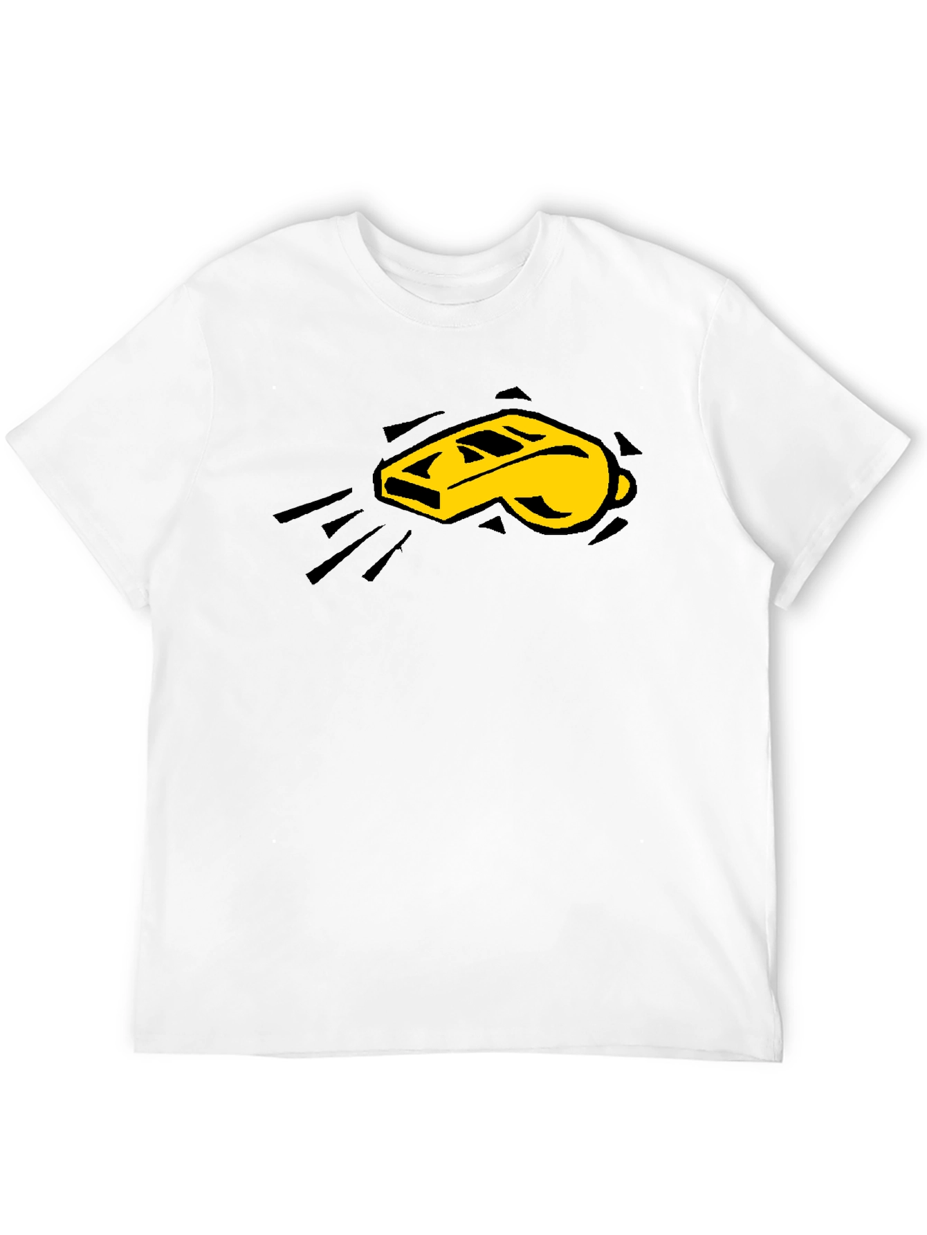 Camiseta Negra con Diseño de Silbato Amarillo