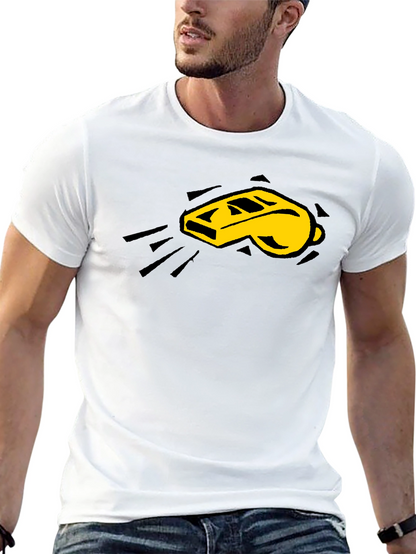 Camiseta Negra con Diseño de Silbato Amarillo
