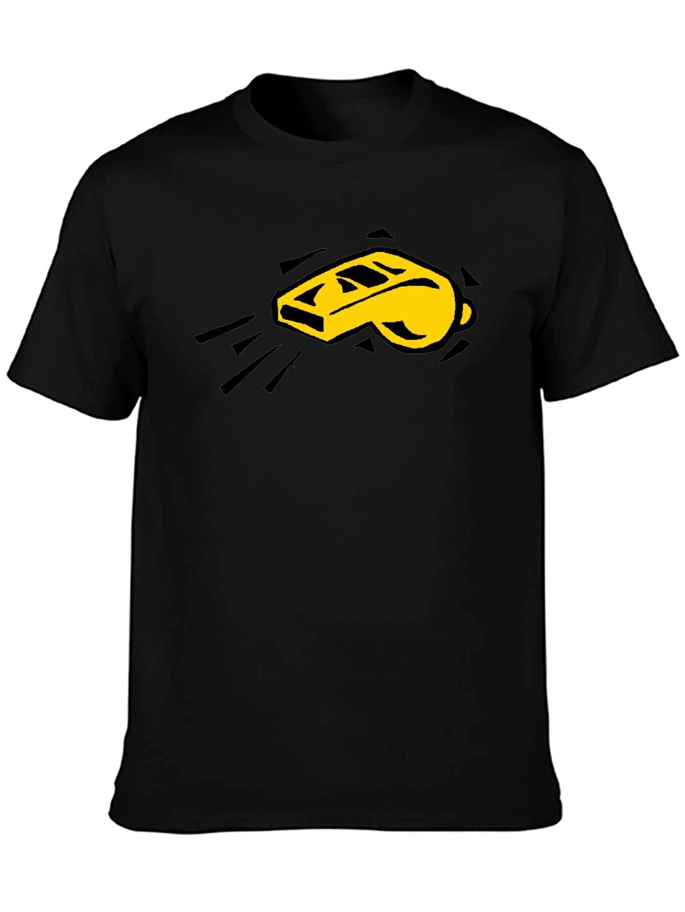 Camiseta Negra con Diseño de Silbato Amarillo