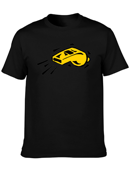 Camiseta Negra con Diseño de Silbato Amarillo