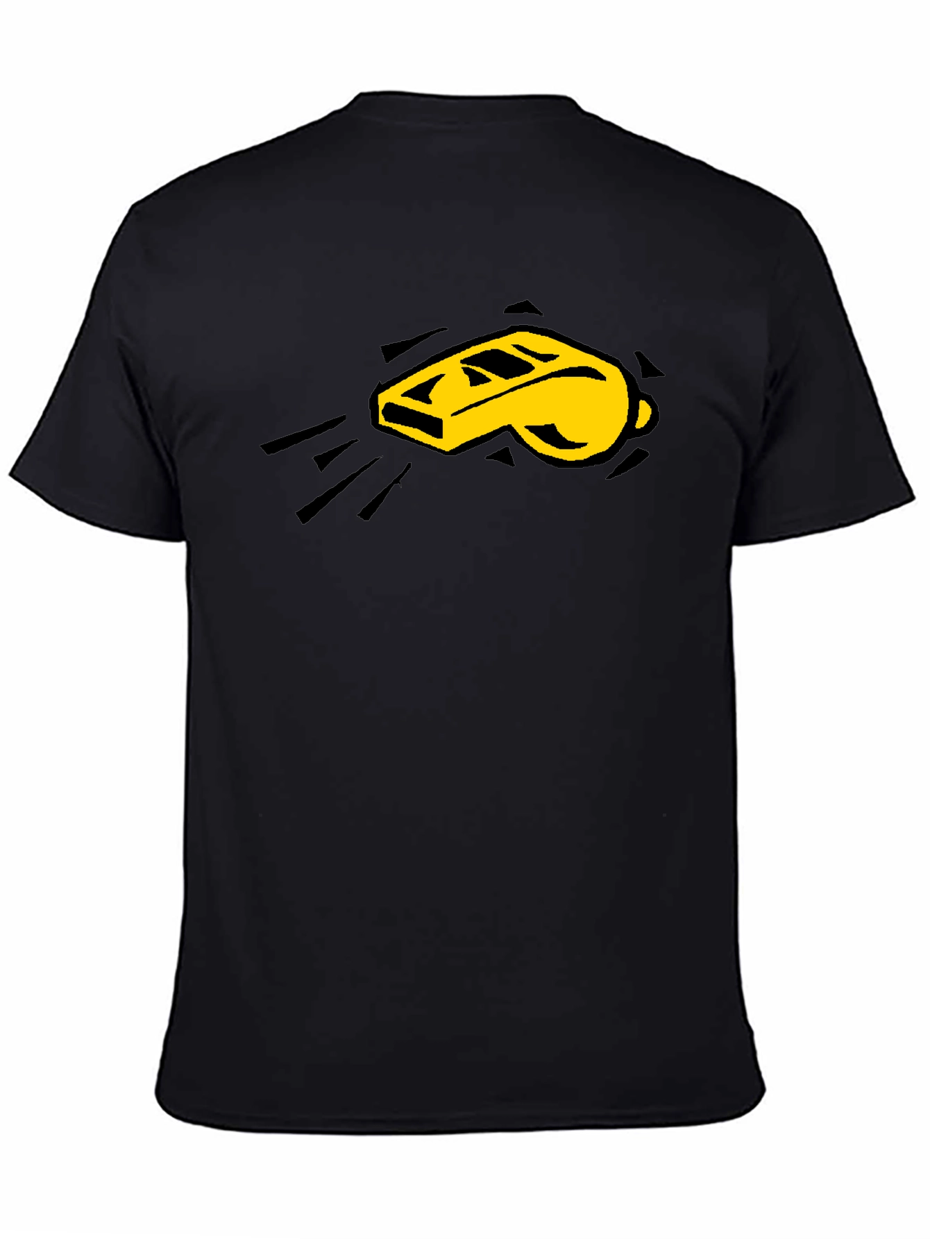 Camiseta Negra con Diseño de Silbato Amarillo