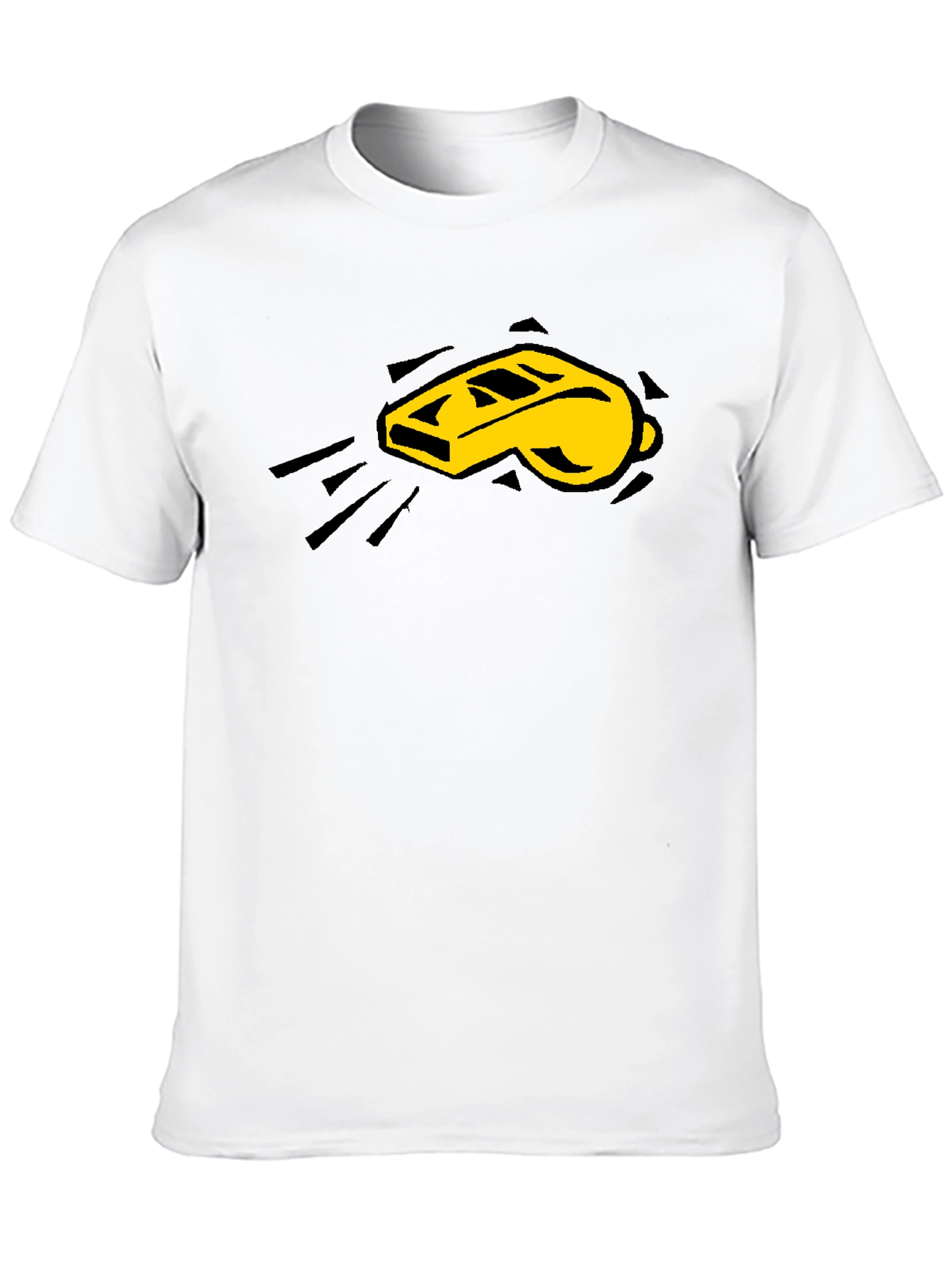 Camiseta Negra con Diseño de Silbato Amarillo