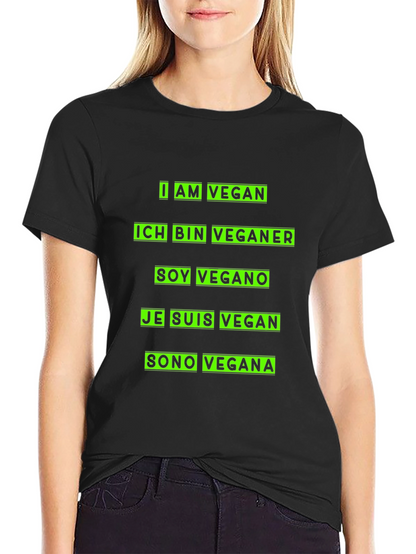 Camiseta Vegana Multilingüe - Diseño Moderno