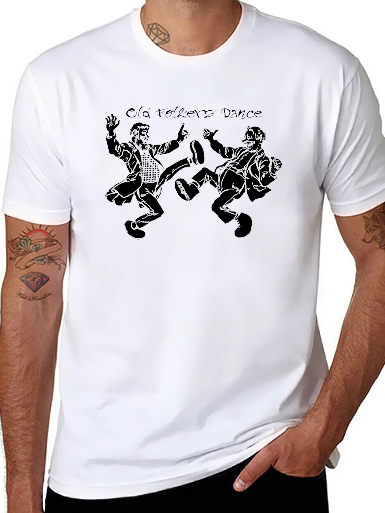 Camiseta Negra con Estampado Old Folks Dance
