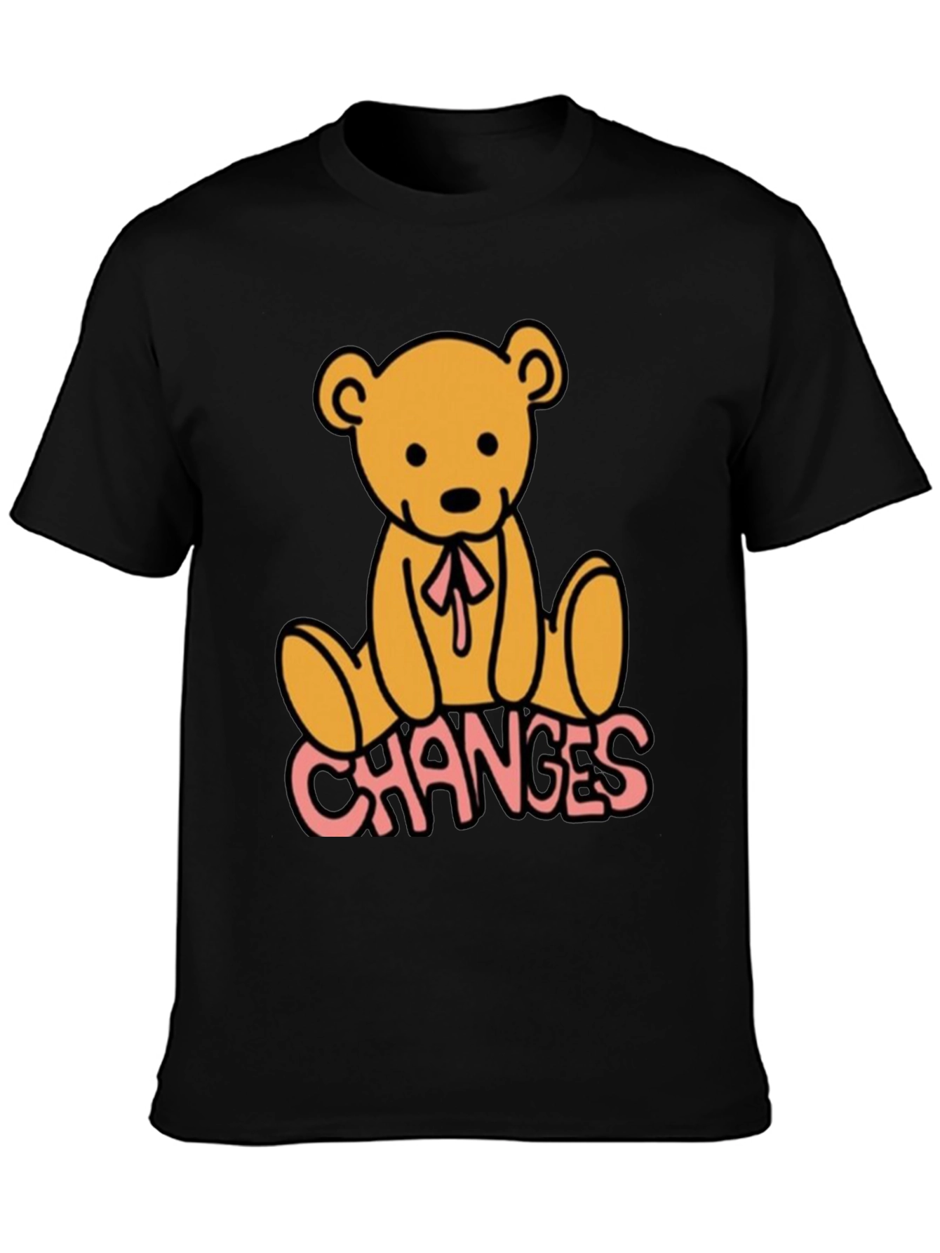 Camiseta Negra con Diseño de Oso y Texto Changes