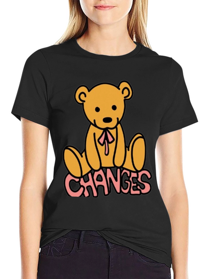 Camiseta Negra con Diseño de Oso y Texto Changes