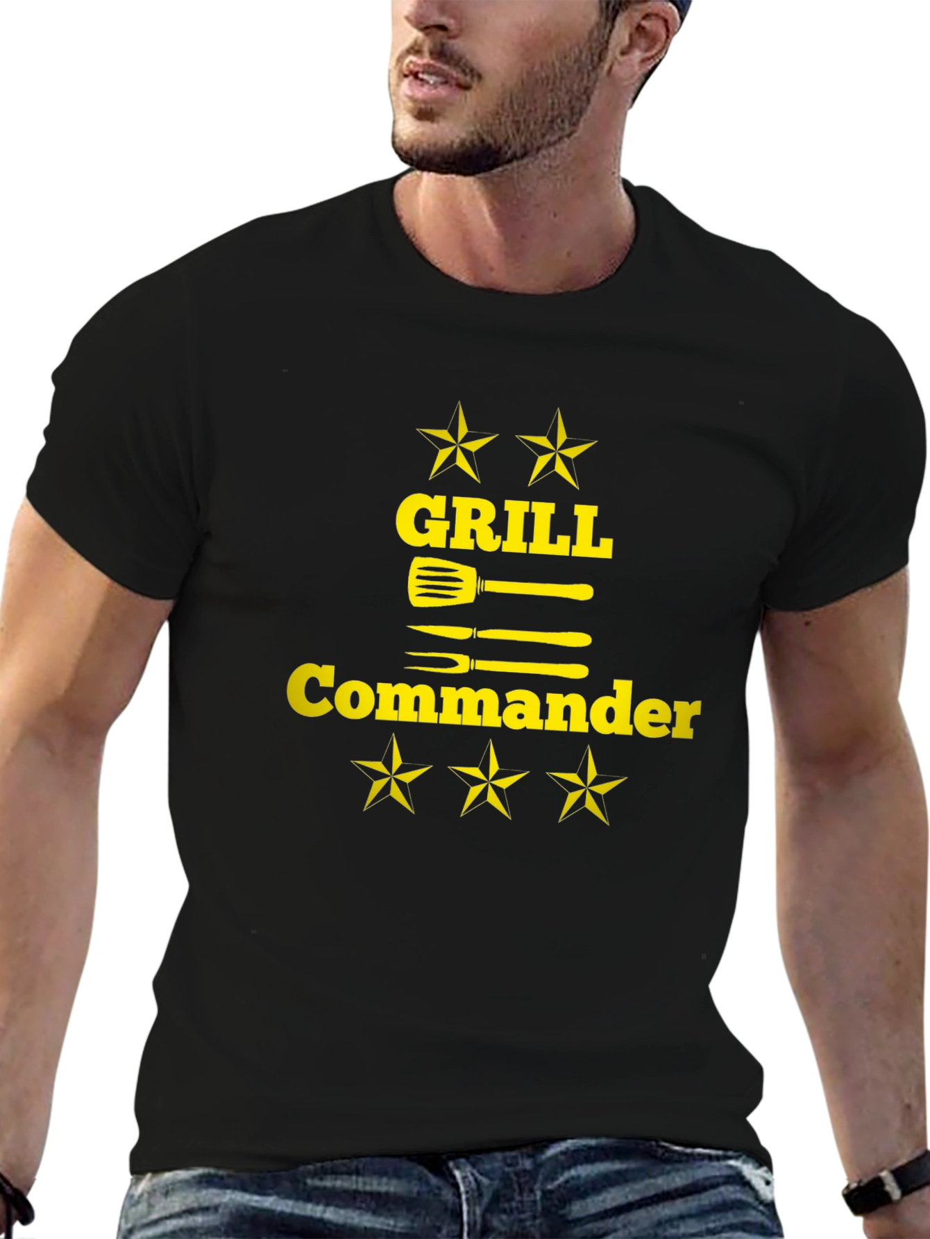 Camiseta Negra Grill Commander para Barbacoa