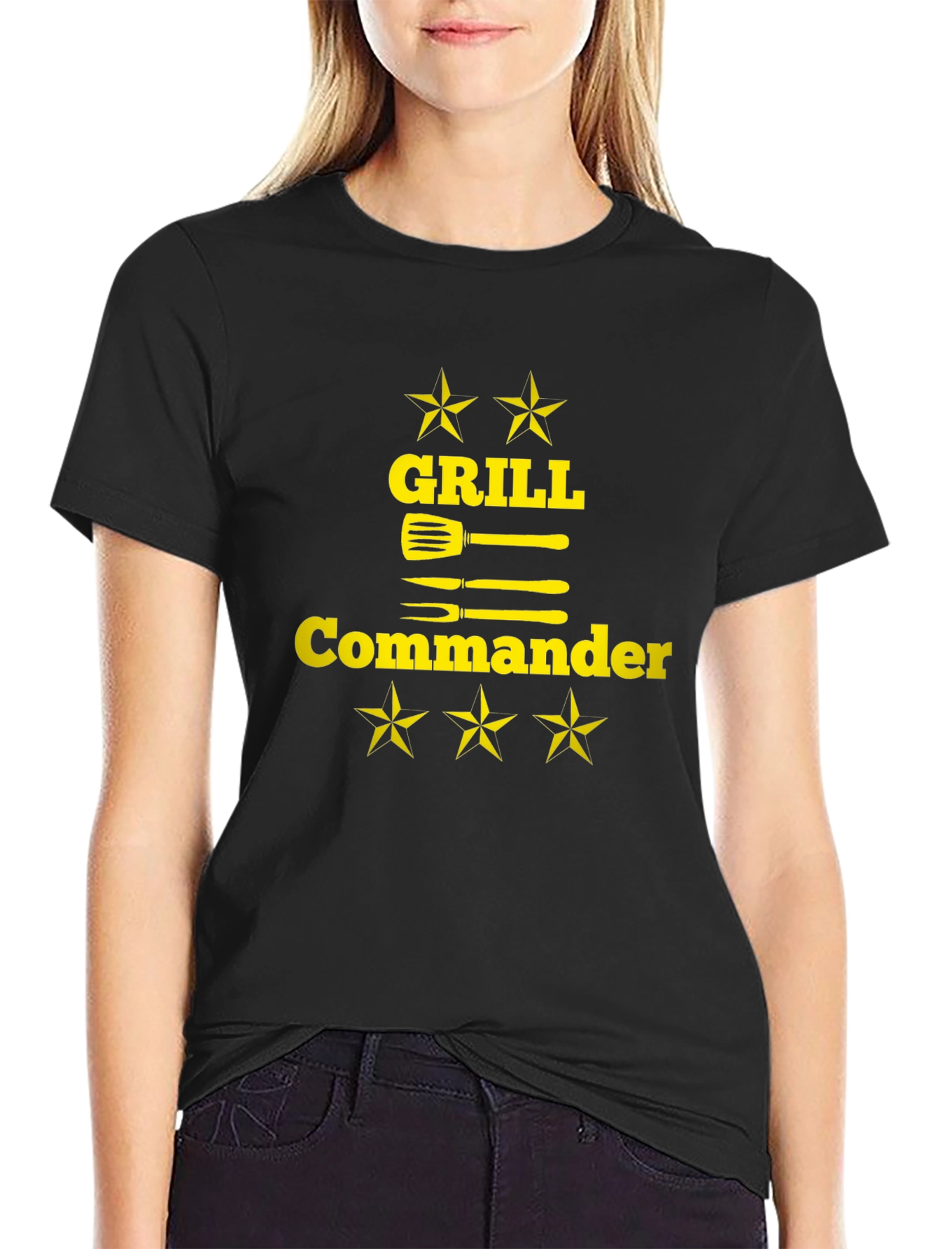Camiseta Negra Grill Commander para Barbacoa