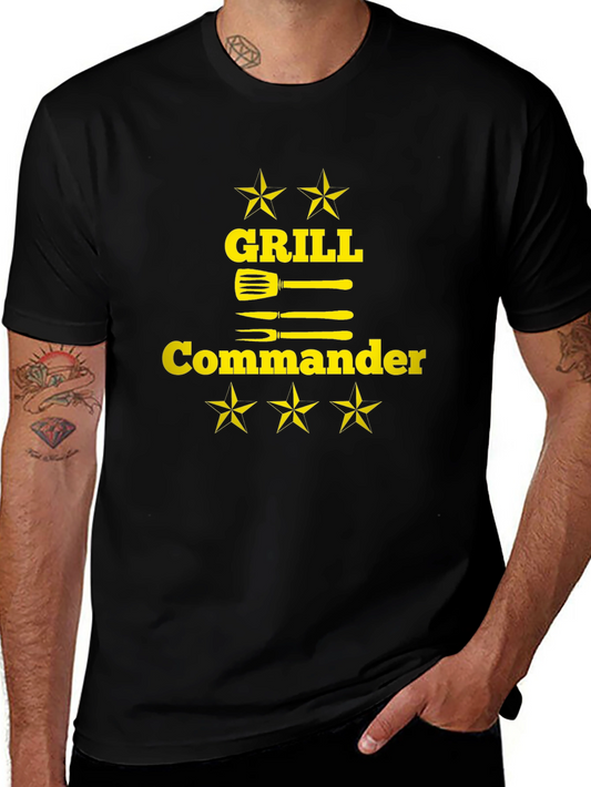 Camiseta Negra Grill Commander para Barbacoa