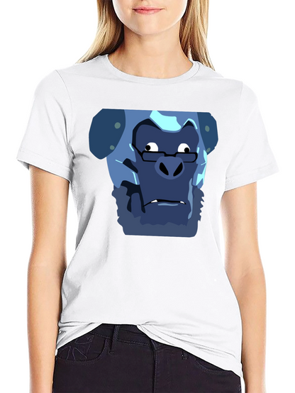 Camiseta Negra con Estampado Gracioso de Gorila Científico