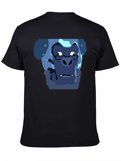 Camiseta Negra con Estampado Gracioso de Gorila Científico