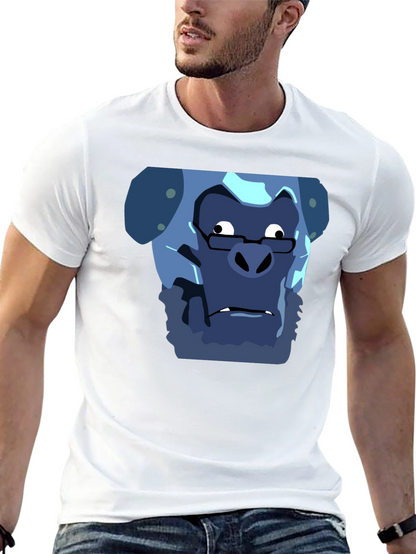 Camiseta Negra con Estampado Gracioso de Gorila Científico