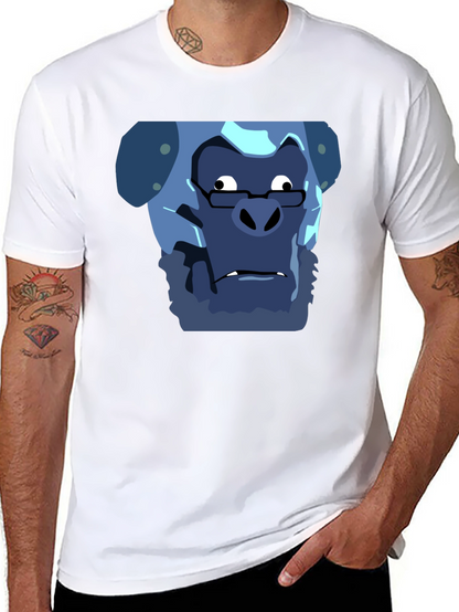 Camiseta Negra con Estampado Gracioso de Gorila Científico