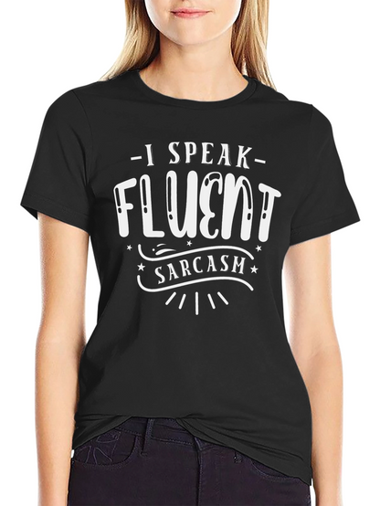 Camiseta Negra con Diseño I Speak Fluent Sarcasm