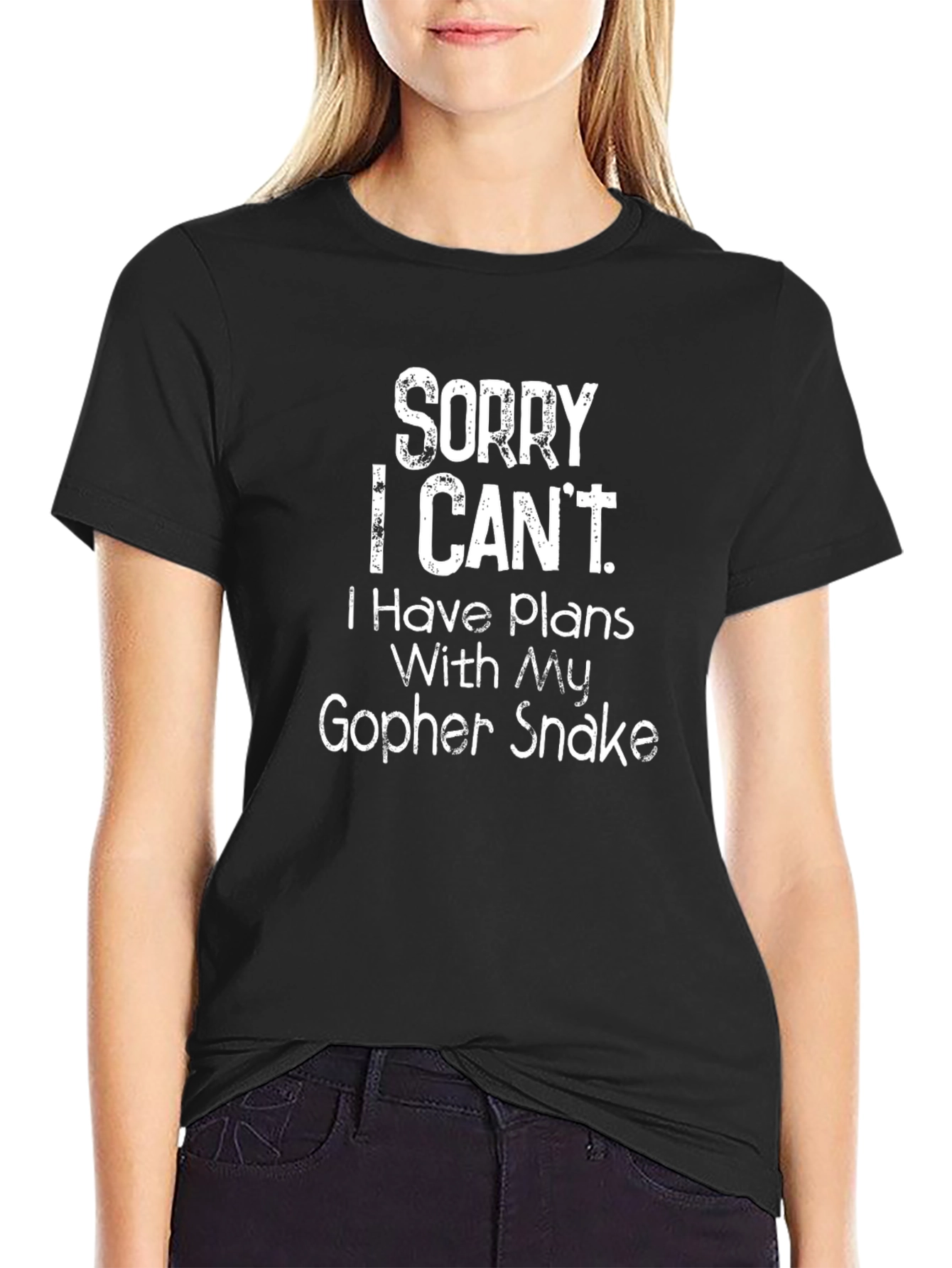 Camiseta Negra: Sorry I Cant. Gopher Snake.