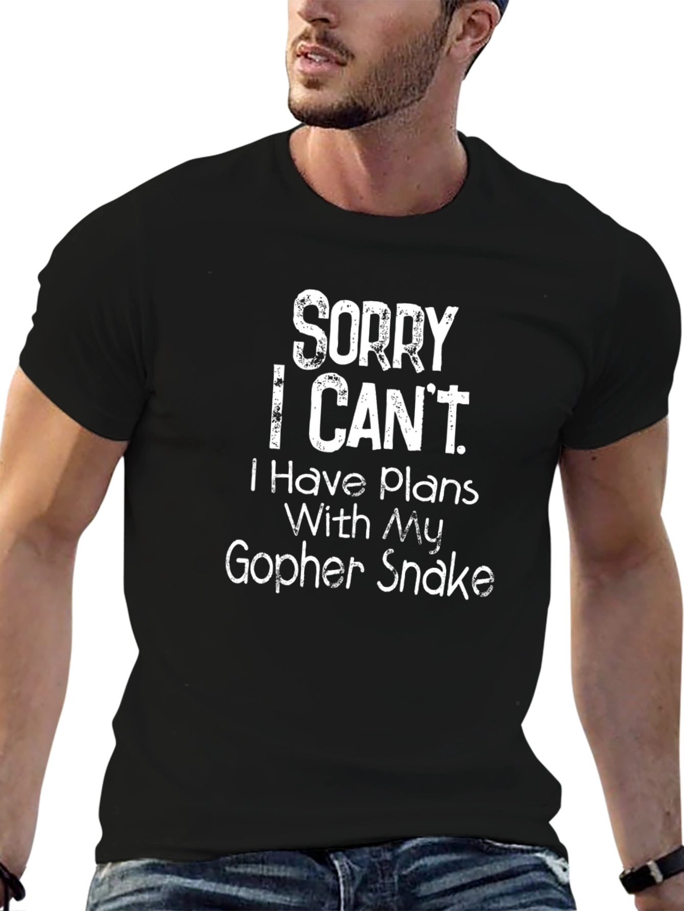 Camiseta Negra: Sorry I Cant. Gopher Snake.