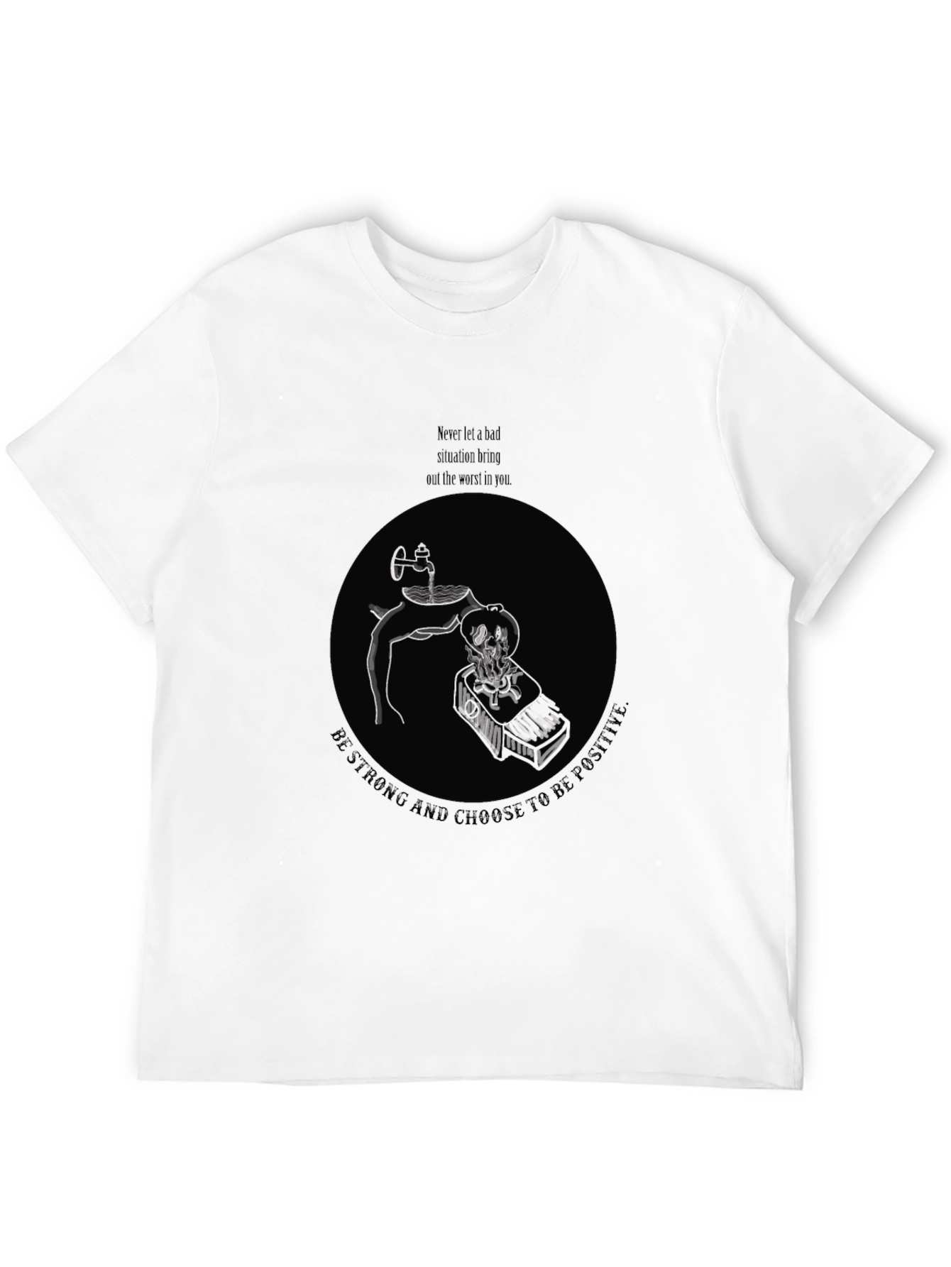 Camiseta Negra Gráfica Motivacional para Hombre