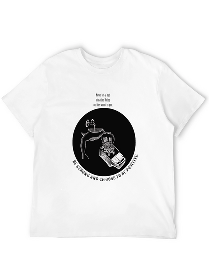 Camiseta Negra Gráfica Motivacional para Hombre