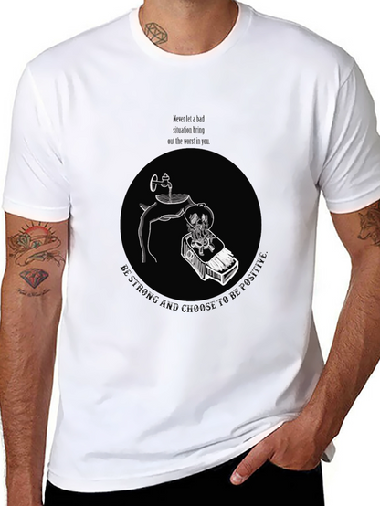 Camiseta Negra Gráfica Motivacional para Hombre