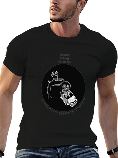 Camiseta Negra Gráfica Motivacional para Hombre