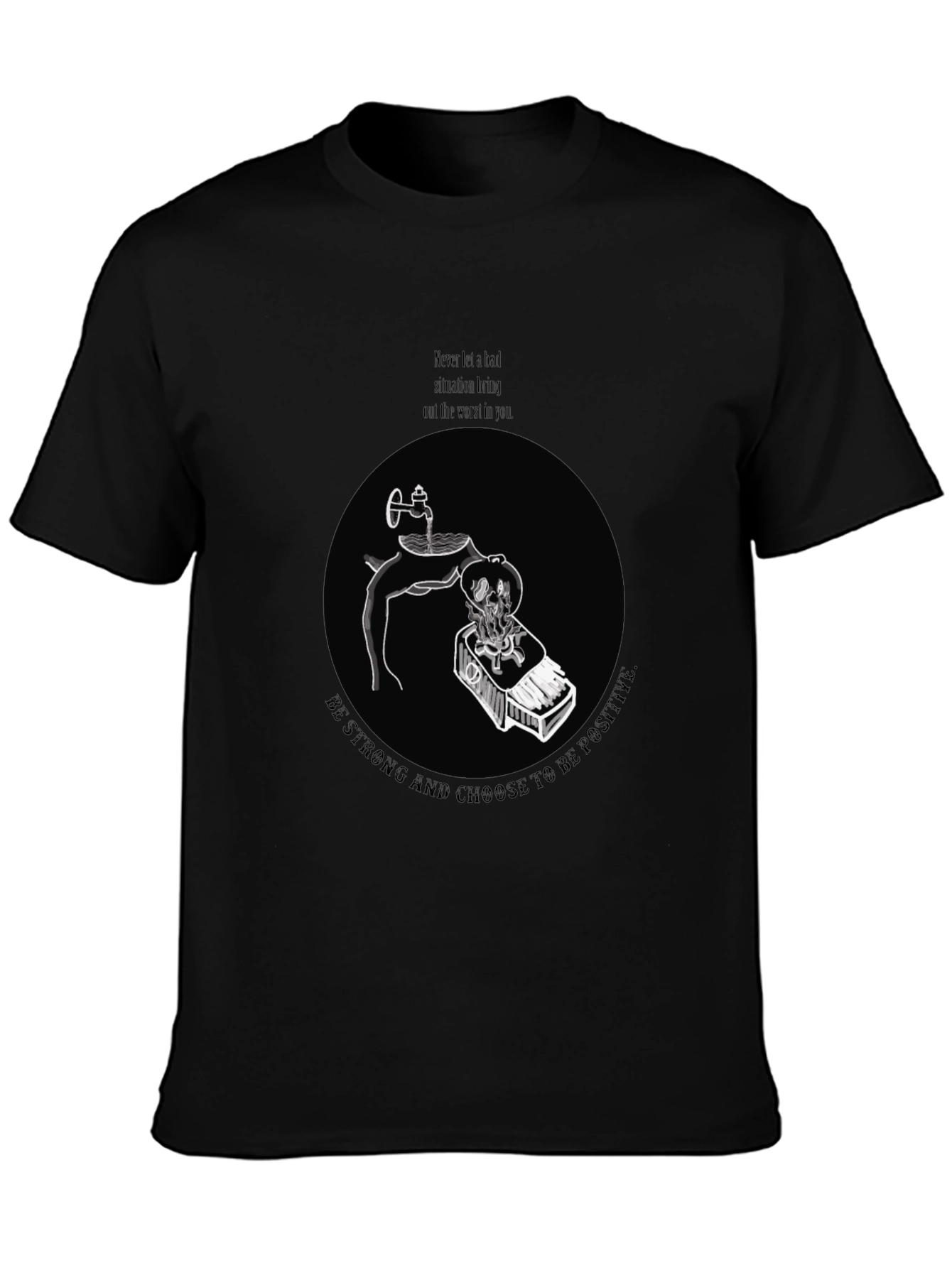 Camiseta Negra Gráfica Motivacional para Hombre