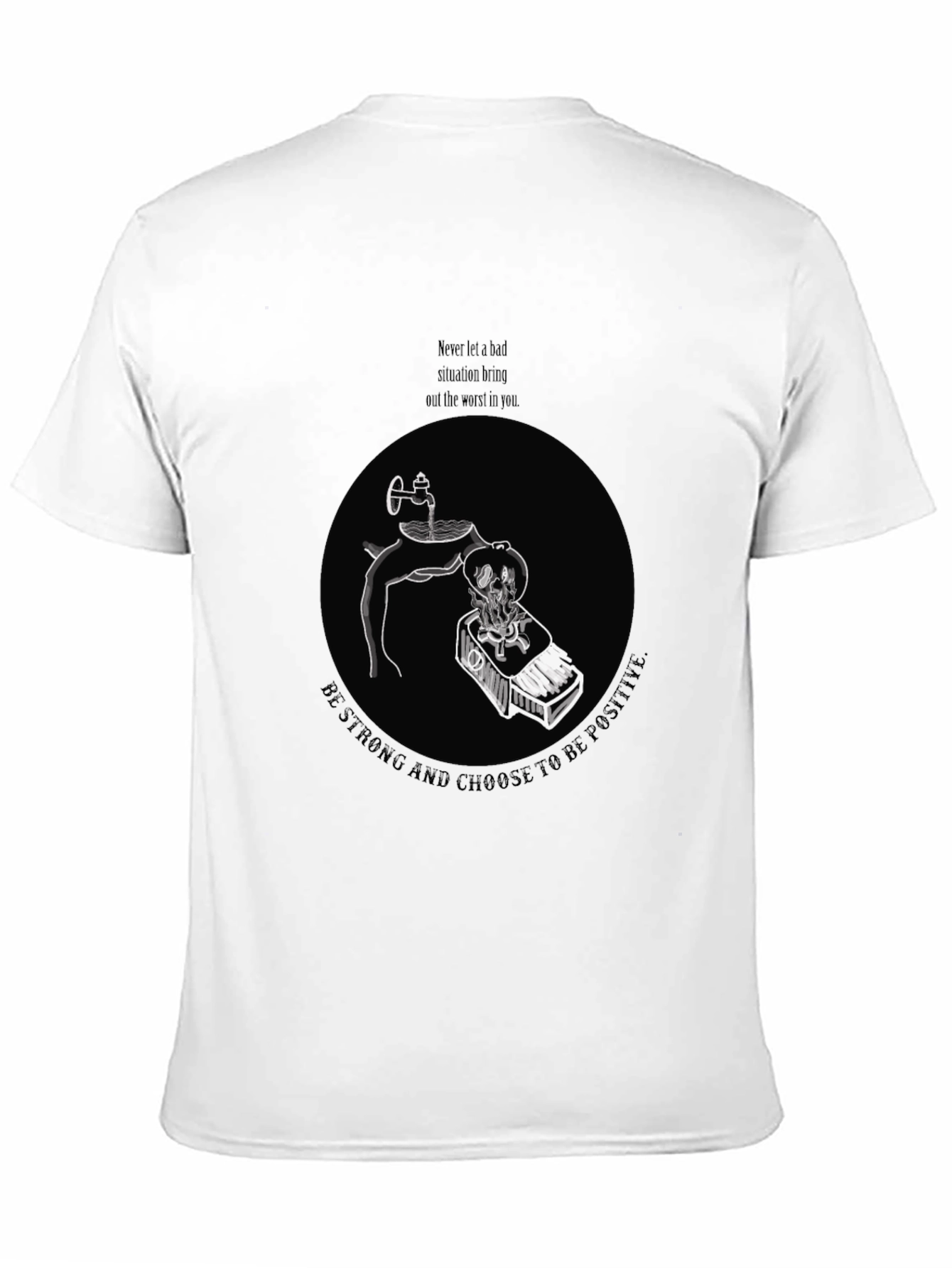 Camiseta Negra Gráfica Motivacional para Hombre