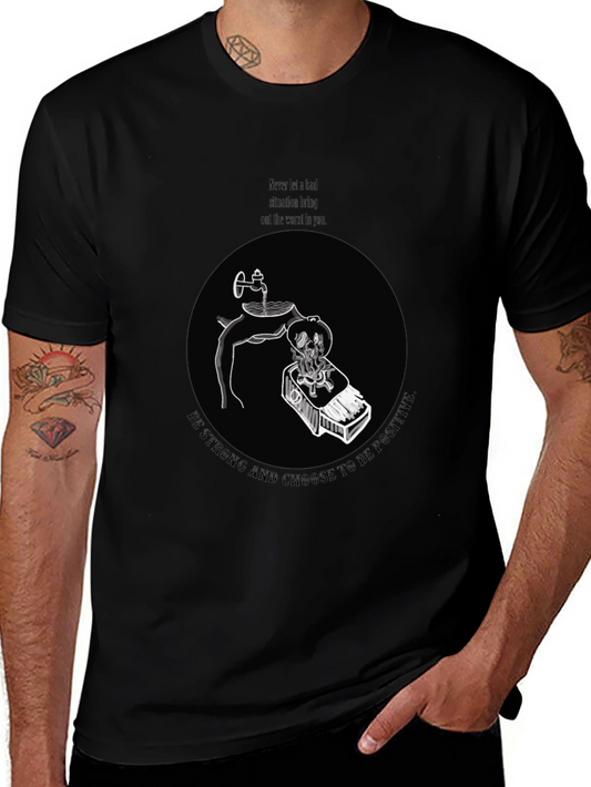 Camiseta Negra Gráfica Motivacional para Hombre
