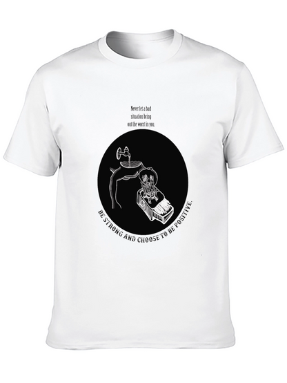 Camiseta Negra Gráfica Motivacional para Hombre